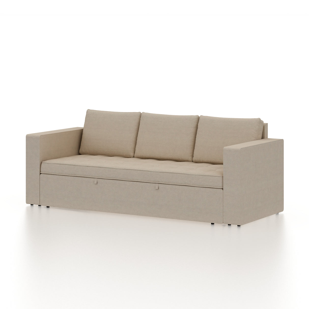 FABRIO Three Seater Upholstered Sofa Cum Bed Velvet - 12 Months Warranty - CREAM