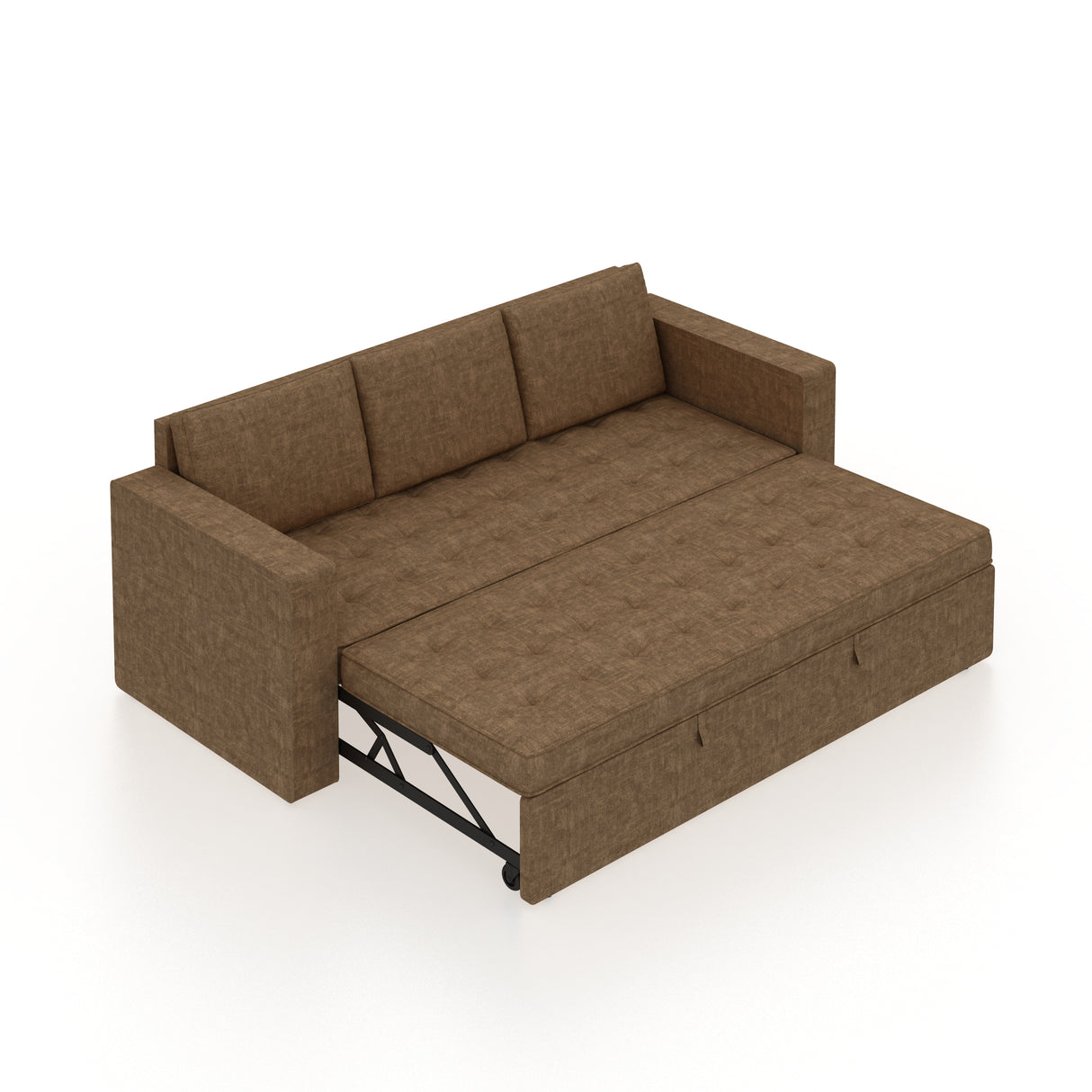 FABRIO Three Seater Upholstered Sofa Cum Bed Textured Suede - 12 Months Warranty -Suede Brown
