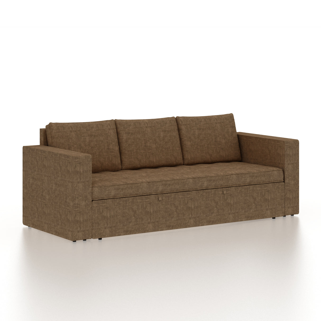 FABRIO Three Seater Upholstered Sofa Cum Bed Textured Suede - 12 Months Warranty -Suede Brown