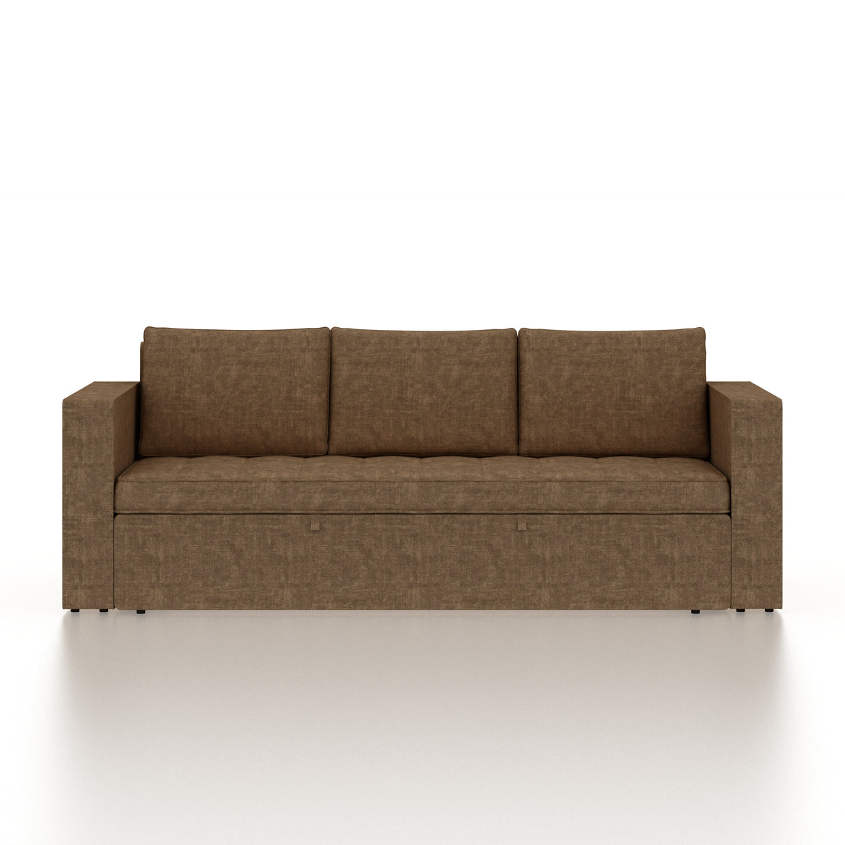 FABRIO Three Seater Upholstered Sofa Cum Bed Textured Suede - 12 Months Warranty -Suede Brown