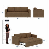 FABRIO Three Seater Upholstered Sofa Cum Bed Textured Suede - 12 Months Warranty -Suede Brown