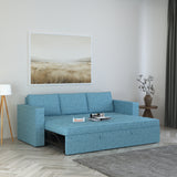 FABRIO Three Seater Upholstered Sofa Cum Bed Textured Suede - 12 Months Warranty -Suede Blue