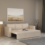 FABRIO Three Seater Upholstered Sofa Cum Bed Textured Suede - 12 Months Warranty -Suede Beige