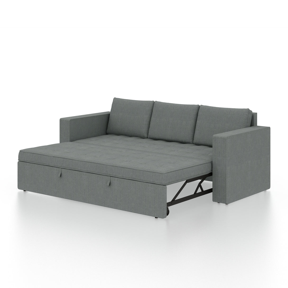 FABRIO Three Seater Upholstered Sofa Cum Bed Velvet - 12 Months Warranty - GREY