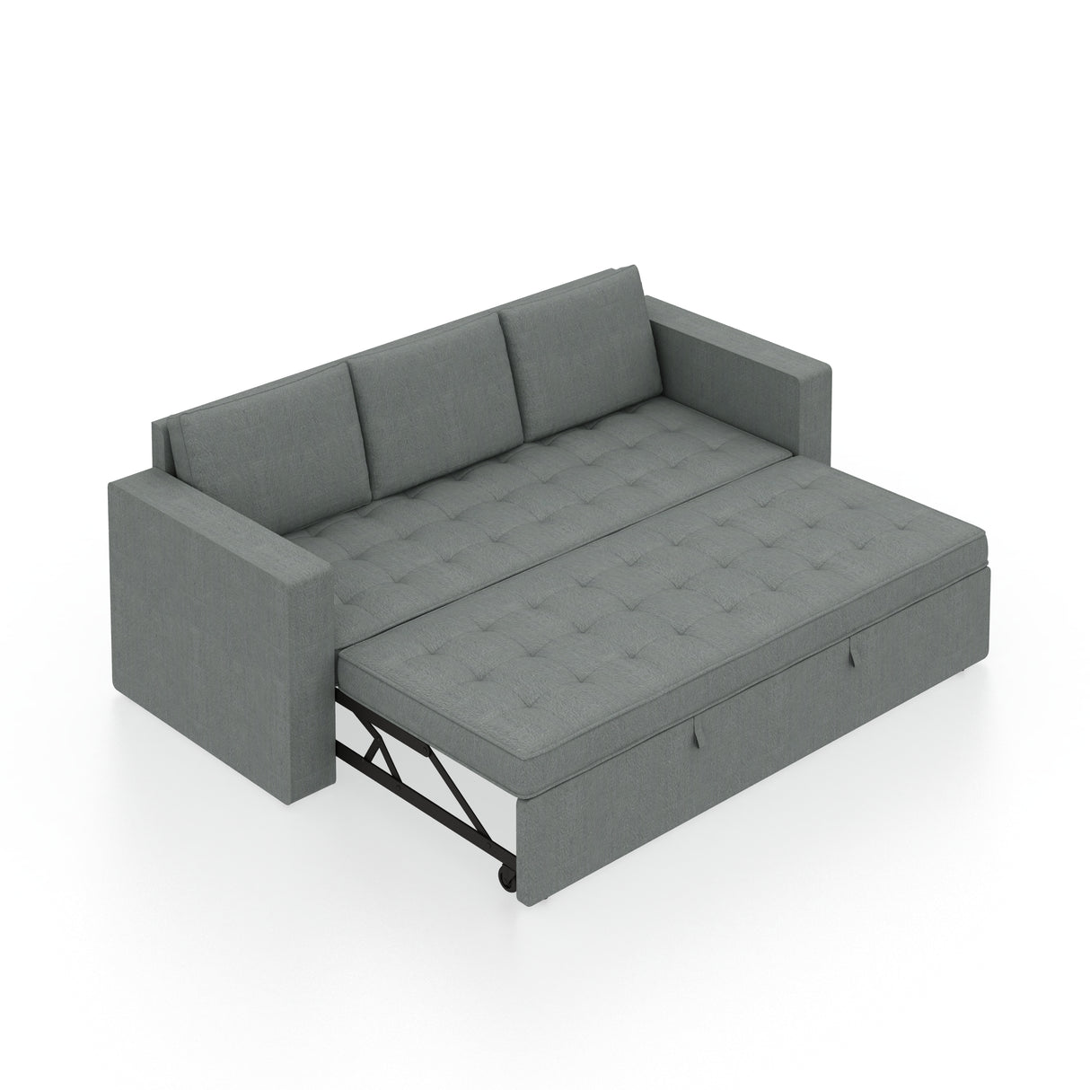 FABRIO Three Seater Upholstered Sofa Cum Bed Velvet - 12 Months Warranty - GREY