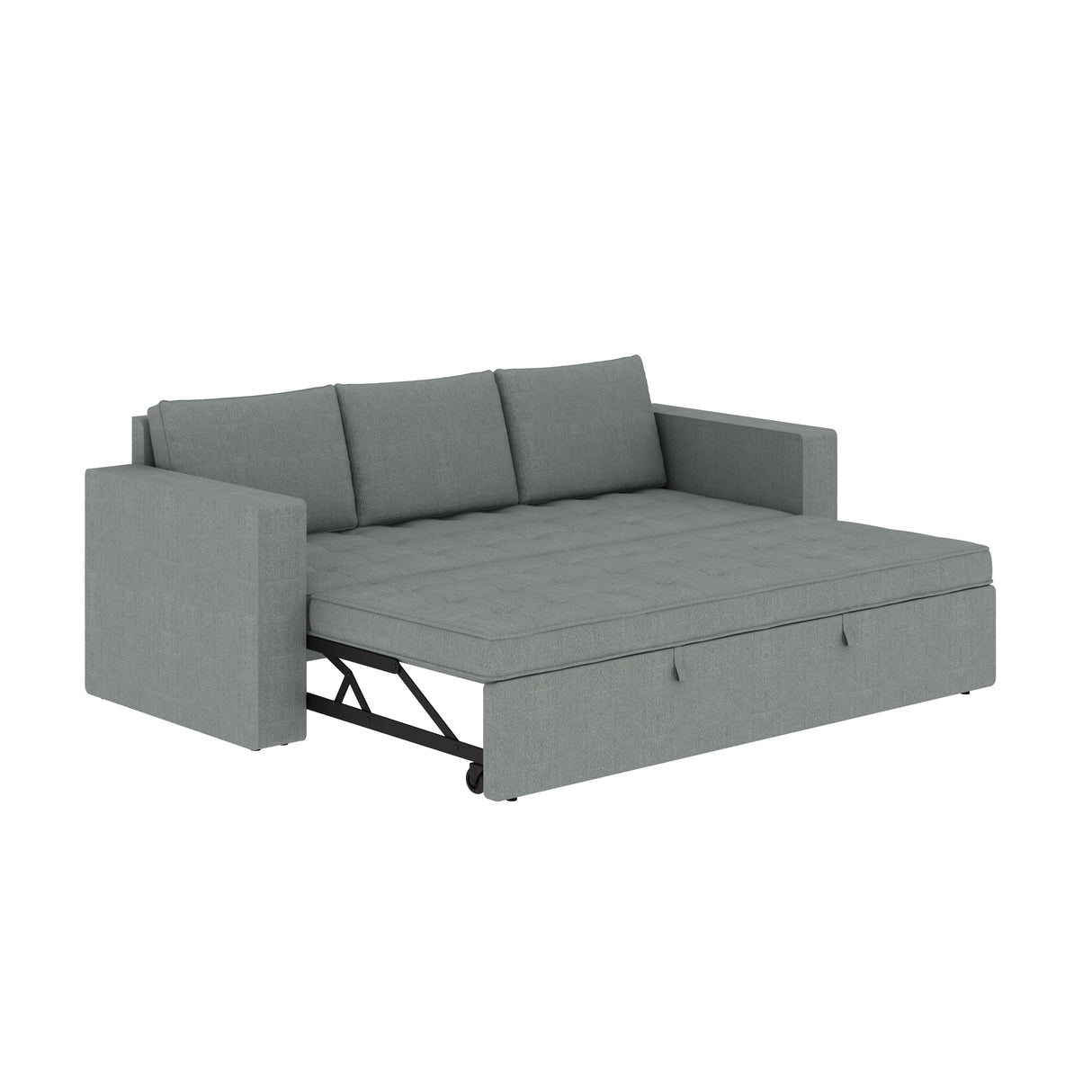 FABRIO Three Seater Upholstered Sofa Cum Bed Velvet - 12 Months Warranty - GREY