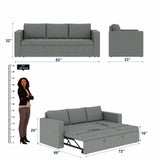 FABRIO Three Seater Upholstered Sofa Cum Bed Velvet - 12 Months Warranty - GREY