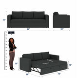 FABRIO Three Seater Upholstered Sofa Cum Bed Velvet - 12 Months Warranty - TAR