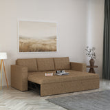 FABRIO Three Seater Upholstered Sofa Cum Bed Textured Suede - 12 Months Warranty -Suede Brown