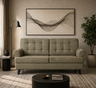 FABRIO Three Seater Upholstered Sofa Velvet - 12 Months Warranty - Beige Suede