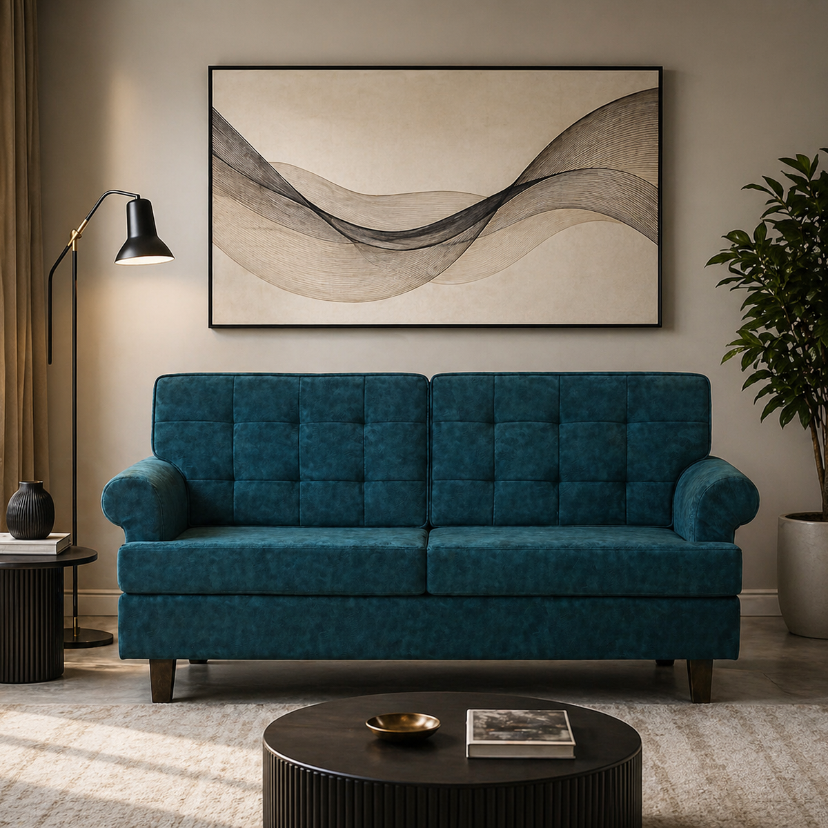 FABRIO Three Seater Upholstered Sofa Velvet - 12 Months Warranty - Oce ...