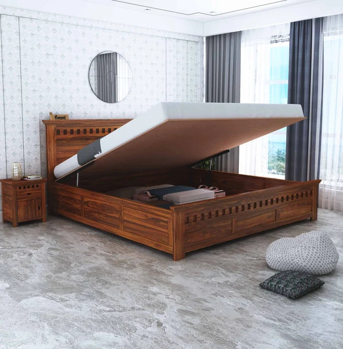 Armania Solid Sheesham Wood Hydraulic Storage Bed - 3 Years Warranty features