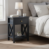 LUNA Solid Sheesham Wood Bedside Table - 3 Years Warranty (LUXE EDITION)