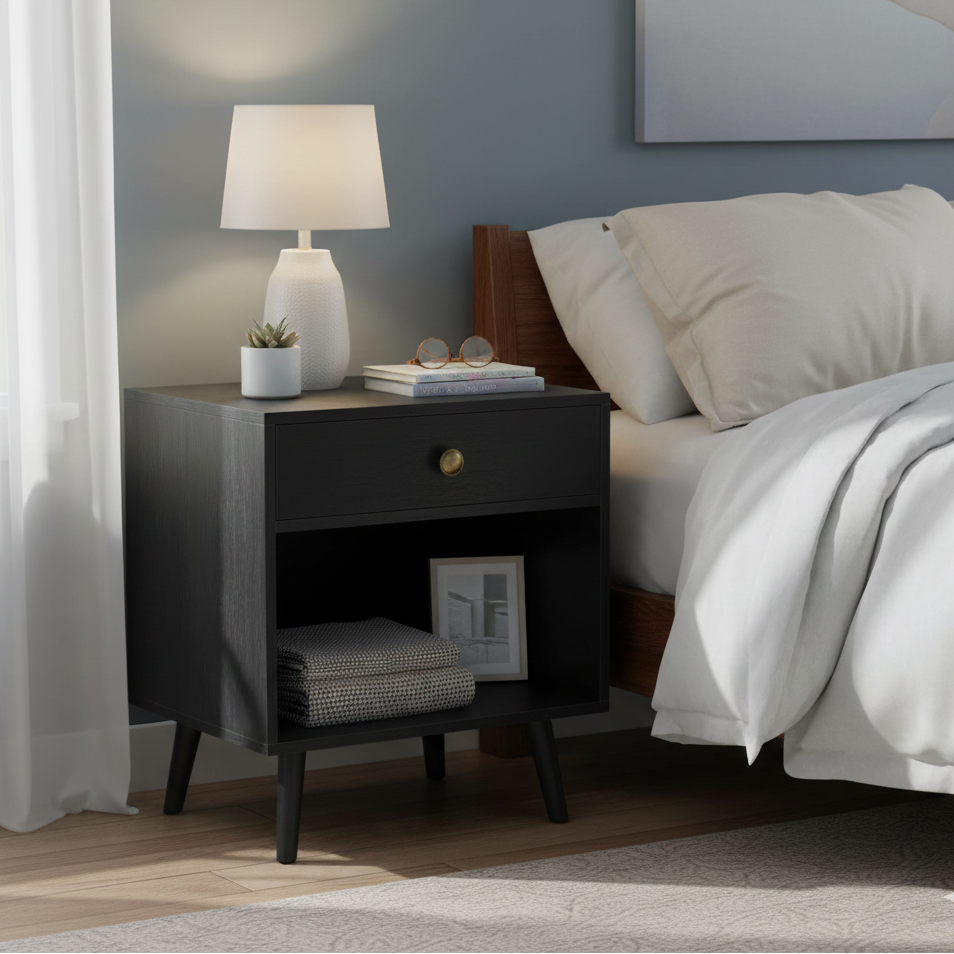 MONO Solid Sheesham Wood Bedside Table - 3 Years Warranty (LUXE EDITION)