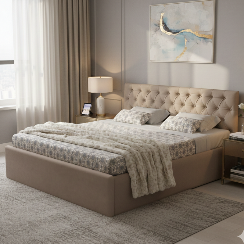 Fabrio Upholstered Box Storage Bed-3 years Warranty(LUXE EDITION)