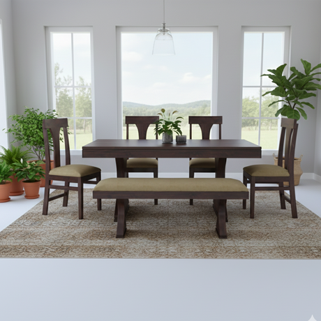 Maron Solid Sheesham Wood 6 Seater Dining Table Set - 3 Years Warranty