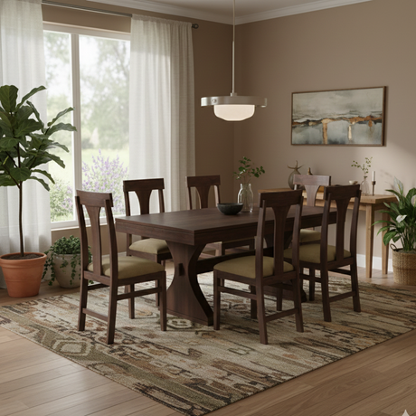 Maron Solid Sheesham Wood 6 Seater Dining Table Set - 3 Years Warranty