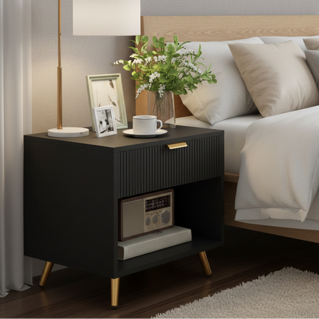 CHICAGO Solid Sheesham Wood Bedside Table - 3 Years Warranty (LUXE EDITION)