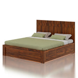 Hexa Solid Sheesham Wood Bed with Hydraulic Box Storage - 3 Years Warranty