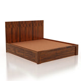 Hexa Solid Sheesham Wood Bed with Hydraulic Box Storage - 3 Years Warranty