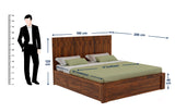 Hexa Solid Sheesham Wood Bed with Hydraulic Box Storage - 3 Years Warranty