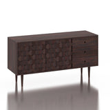 Hexa Solid Sheesham Wood Sideboard With Doors and Drawer Storage - 3 Years Warranty
