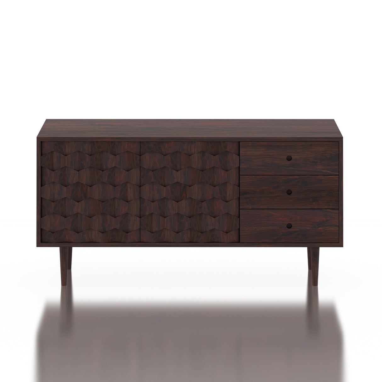 Hexa Solid Sheesham Wood Sideboard With Doors and Drawer Storage - 3 Years Warranty