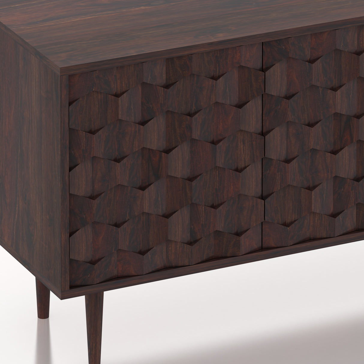 Hexa Solid Sheesham Wood Sideboard With Doors and Drawer Storage - 3 Years Warranty