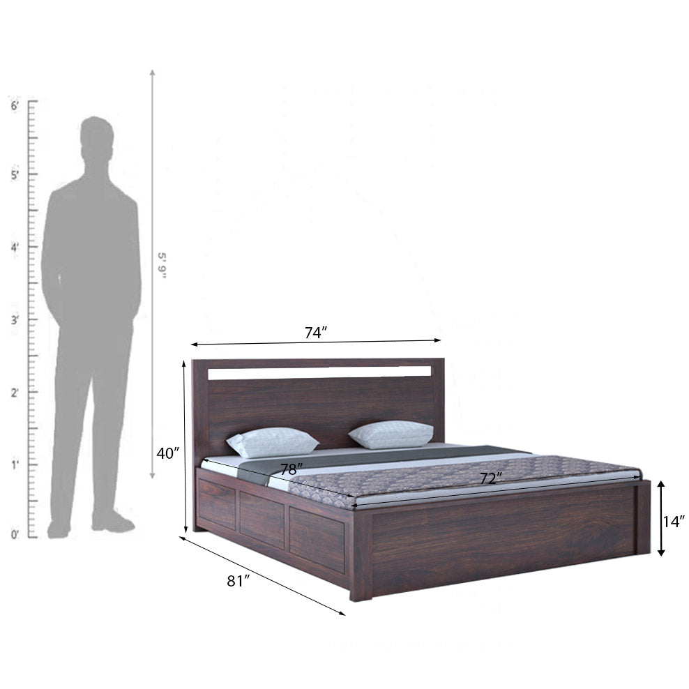Jaipur Solid Sheesham Wood Box Storage Bed - 3 years Warranty
