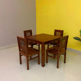Cairo Solid Sheesham Wood Square 4 Seater Dining Table Set - 3 Years Warranty