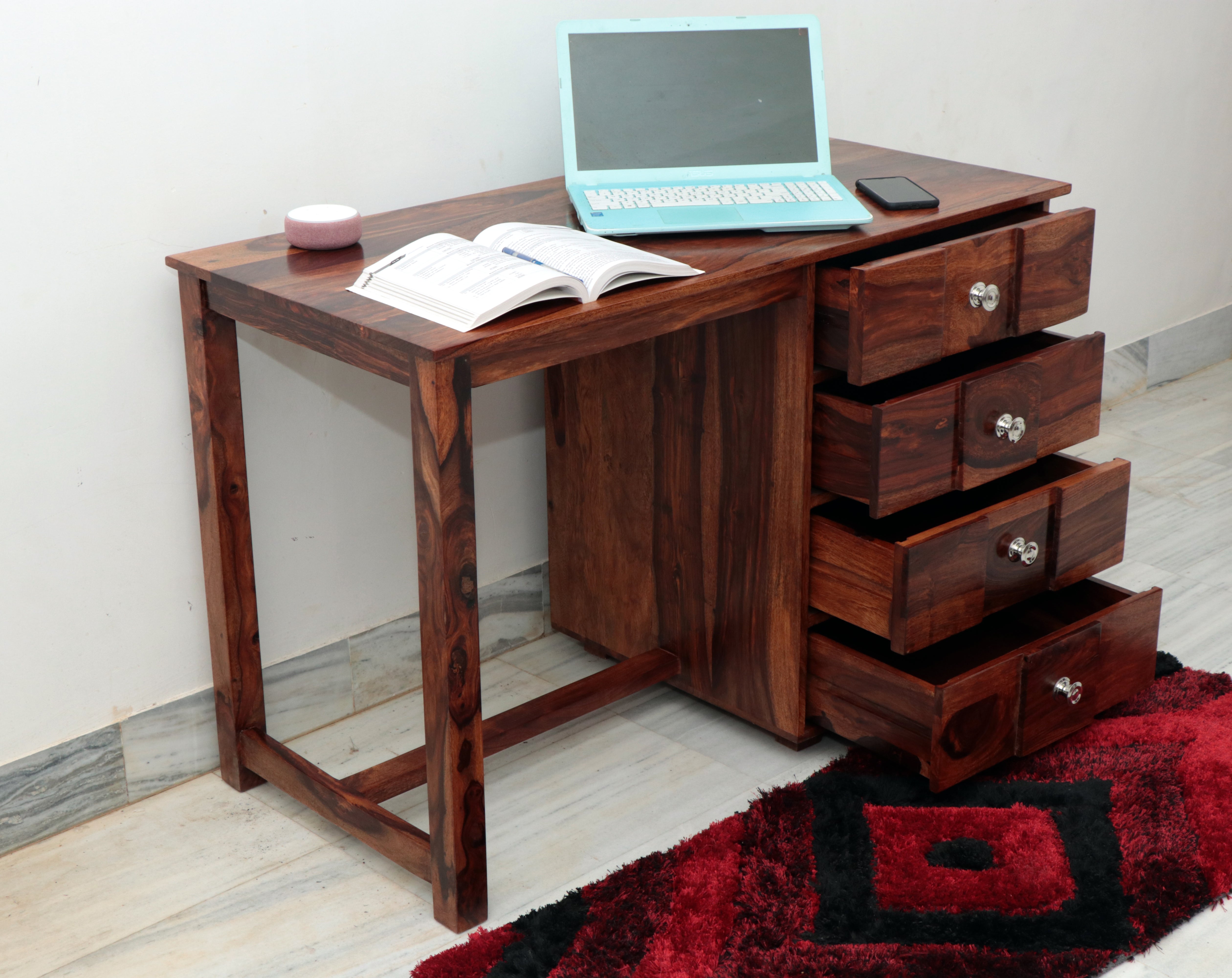 Fischer Solid Sheesham Wood Study Table With Storage- 3 Years Warranty