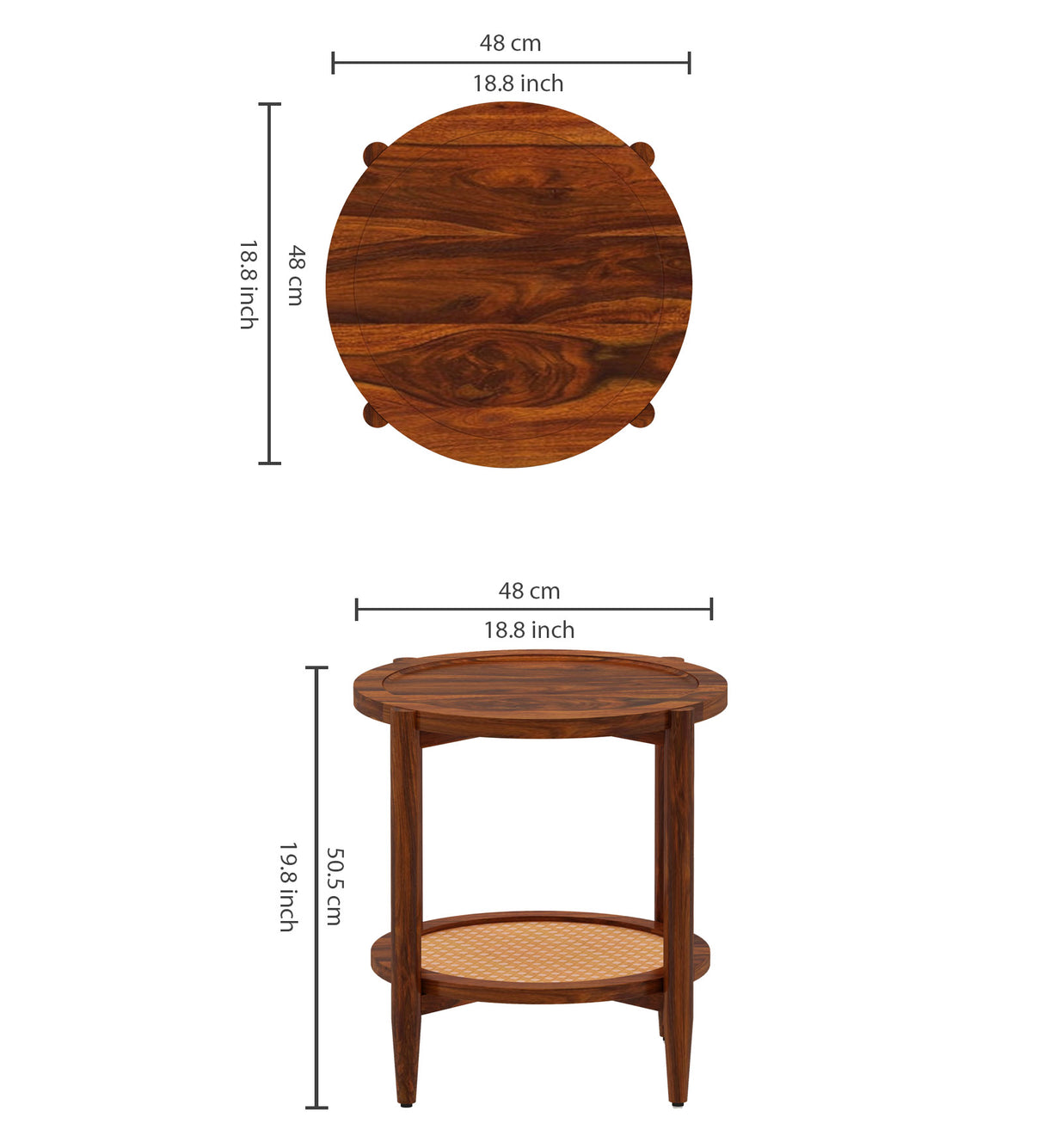 CUBA Solid Sheesham Wood End Table - 3 Years Warranty