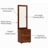 Swiss Solid Sheesham Wood Dressing Table - 3 Years Warranty