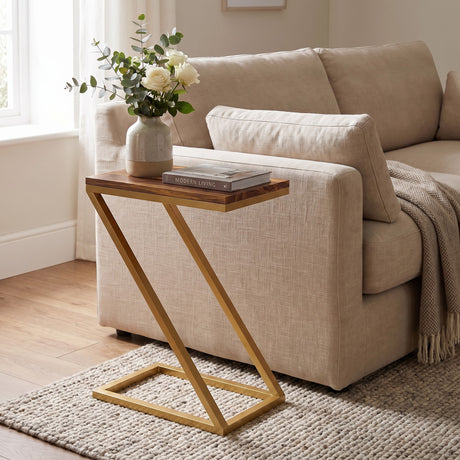 ZEE Solid Sheesham Wood End Table With Iron Stand - 3 Years Warranty