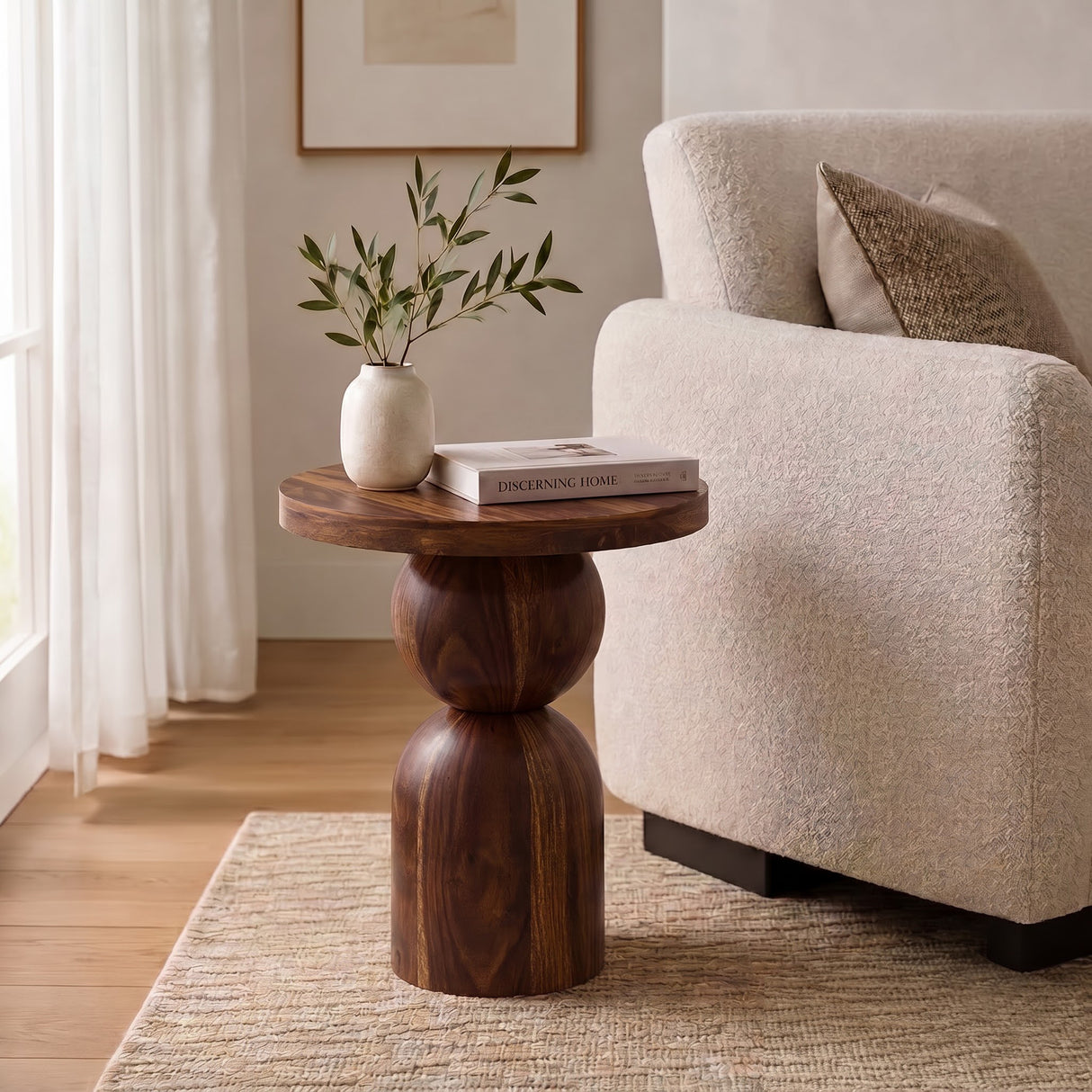 Mars Solid Sheesham Wood End Table - 3 Years Warranty