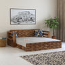 Italian Solid Sheesham Wood 3 Seater Sofa Cum Bed With Headboard and Mini Storage - 3 Year Warranty