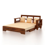 Maharaja Solid Sheesham Wood 3 Seater Sofa Cum Bed With Side Pockets - 3 Years Warranty
