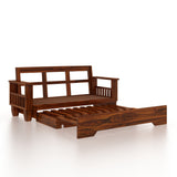 Maharaja Solid Sheesham Wood 3 Seater Sofa Cum Bed With Side Pockets - 3 Years Warranty