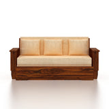 Maharaja Solid Sheesham Wood 3 Seater Sofa Cum Bed With Side Pockets - 3 Years Warranty