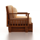 Maharaja Solid Sheesham Wood 3 Seater Sofa Cum Bed With Side Pockets - 3 Years Warranty