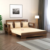 Maharaja Solid Sheesham Wood 3 Seater Sofa Cum Bed With Side Pockets - 3 Years Warranty