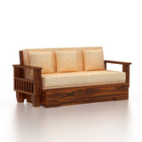 Maharaja Solid Sheesham Wood 3 Seater Sofa Cum Bed With Side Pockets - 3 Years Warranty