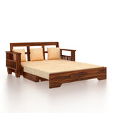 Maharaja Solid Sheesham Wood 3 Seater Sofa Cum Bed With Side Pockets - 3 Years Warranty