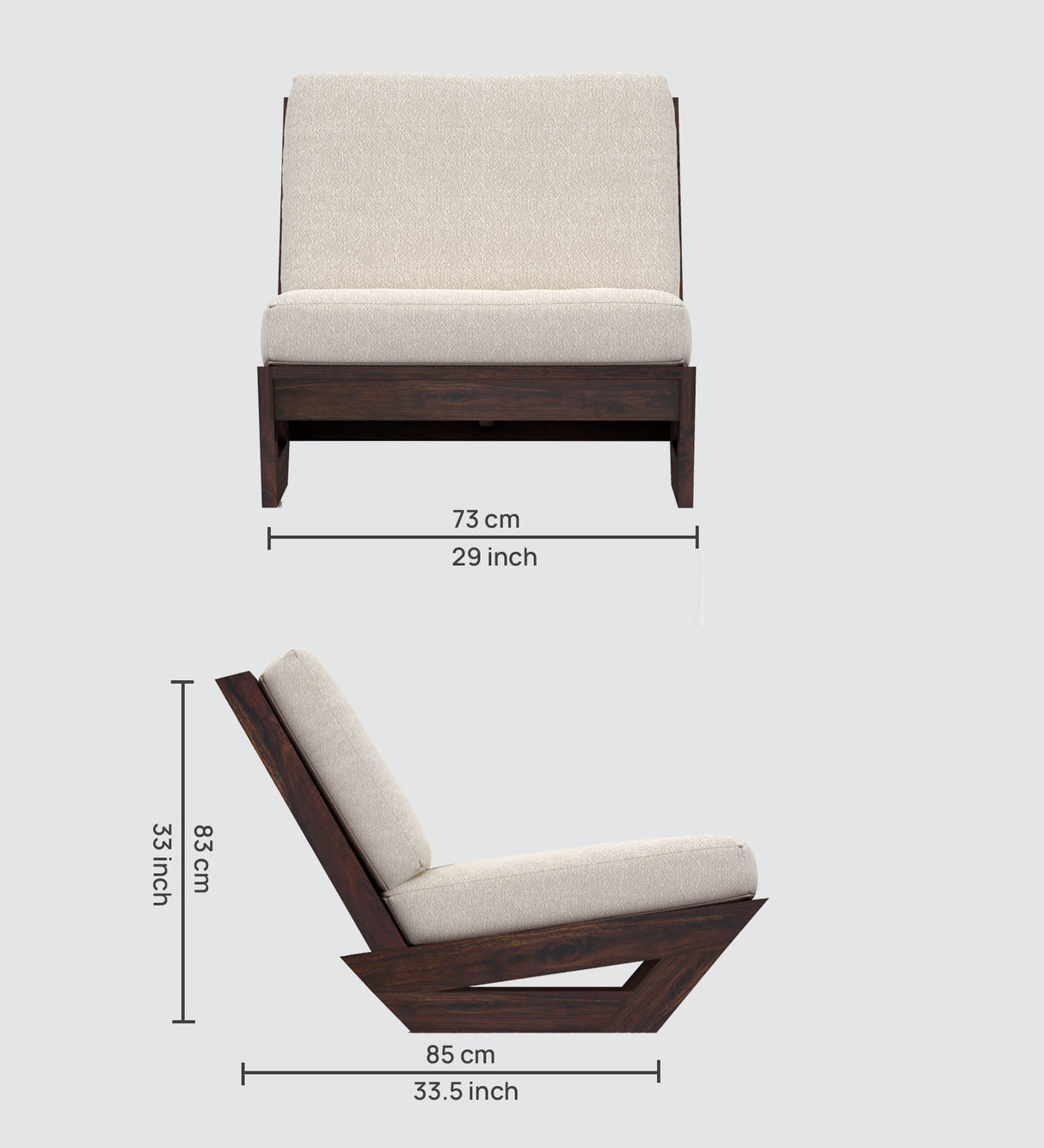 Vegas Solid Sheesham Wood Lounge Chair - 3 Years Warranty