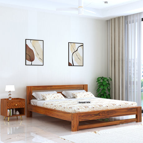 Foster Solid Sheesham Wood Bed Without Storage - 1 Year Warranty