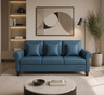 LUNA Three Seater Upholstered Sofa - 12 Months Warranty - Navy Blue