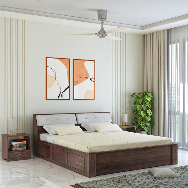 Victoria Solid Sheesham Wood Bed With Box Storage - 3 years Warranty