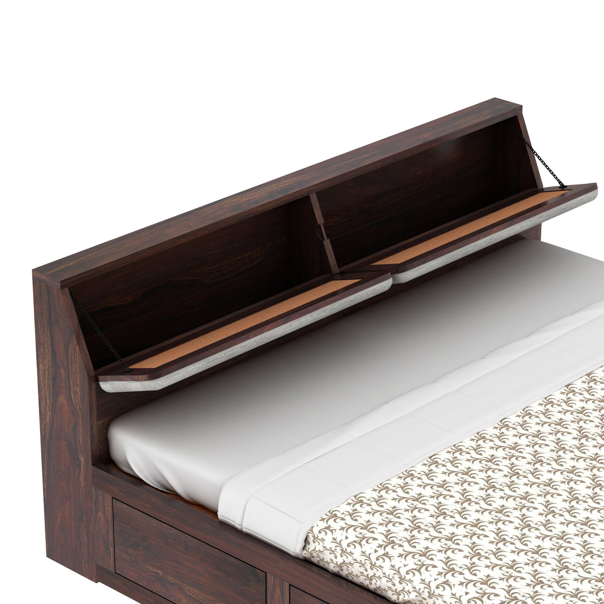 Victoria Solid Sheesham Wood Bed With Box Storage - 3 years Warranty