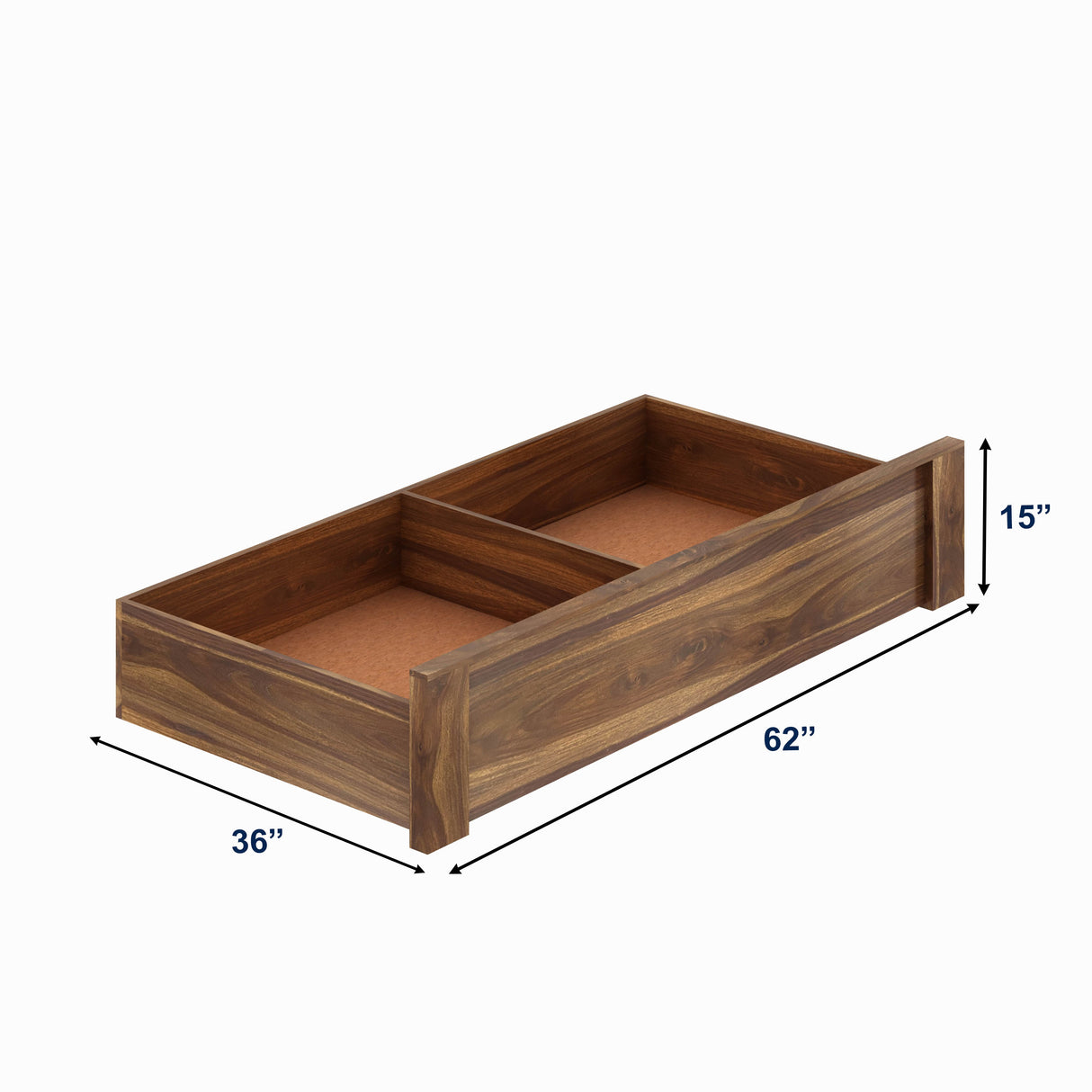 Victoria Diamond Solid Sheesham Wood Bed With Half Box and Trolly Storage - 1 Year Warranty