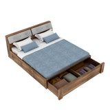 Victoria Diamond Solid Sheesham Wood Bed With Half Box and Trolly Storage - 1 Year Warranty